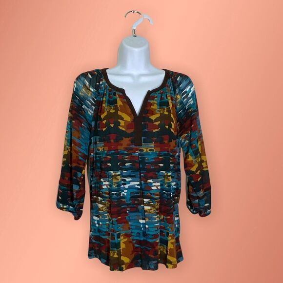 Cleo Petites Abstract Design 3/4 Sleeve Blouse S - Picture 5 of 5